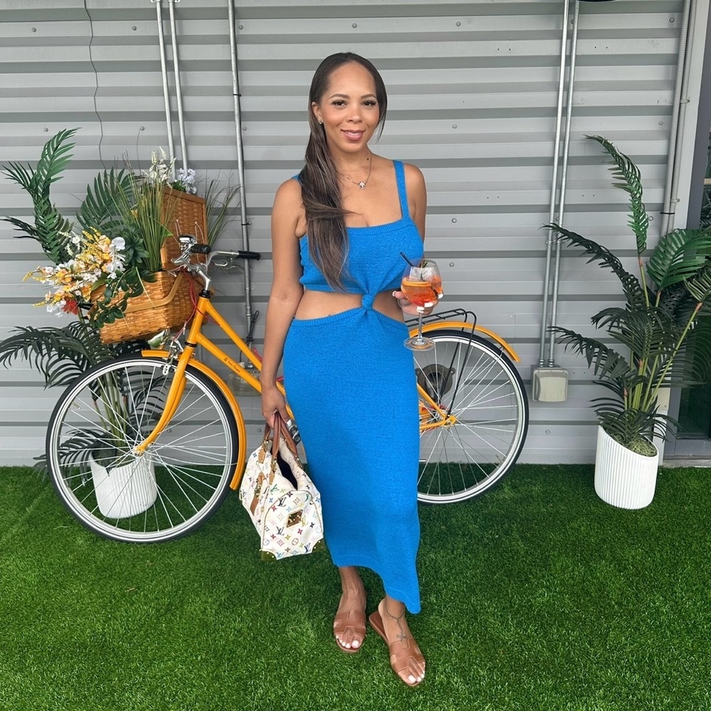 Express Blue Cut Out Maxi Dress